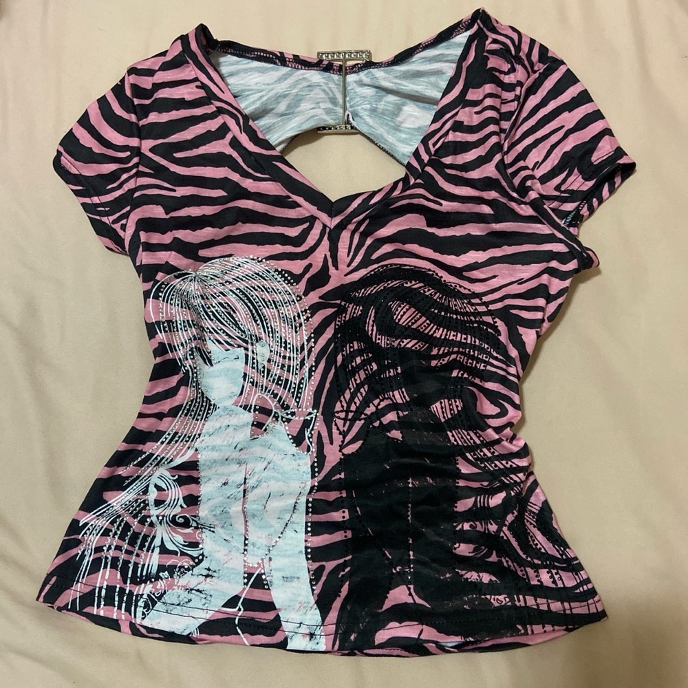 Chic Pink Zebra Print Women's Top